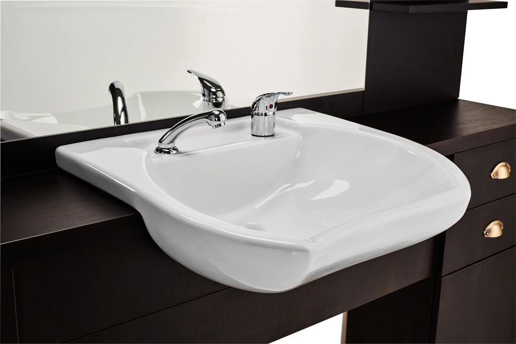 AYALA Davos barberkaptafel detail lades met gouden schelphandgrepen